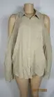 Naked Zebra Beige Cold Shoulder Shirt Top Blouse L Cotton Rayon NEW