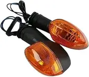 Front Rear Turning Indicator Lights Motorcycle Front/Rear Turn Signal Light Indicator, for YZF R1 R6 FZ1 FZ6 XJ6 Motorcycle Turn Signal Lights(BLACK 1pair Orange)
