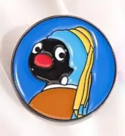 Pingu the penguin enamel pin Pingu with a Peal Earing - Free AU Post - AU Stock