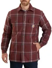 Carhartt Mens Big & Tall Relaxed Fit Flannel Sherpa-Lined Snap-Front Plaid Shir