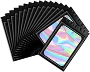 100 Pieces Smell Proof Mylar Bags with Transparent Windows Reusable Food Storage Bags,Candy Bag Used Coffee Bean Storage(Black, 4.7 X 7.9 In)