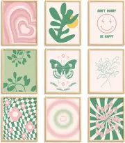 Fainne 9 Pieces Aesthetic Danish Pastel Room Decor Wall Abstract Home...