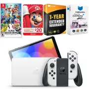 Nintendo Switch White OLED + Super Smash Bros Ultimate + $20 eShop Gift Card