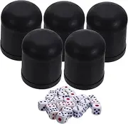 HONMEET 5-Pack Dice Cup Set Plastic Dice Game Cup for Party Ktv Bar Game 25 Random Style