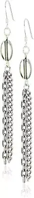 Alex and Ani Drop Chain Earrings Green One Size