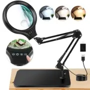 10X 30X Large Magnifying Glass with Light and Stand, 5-inch LED Lighted Magni...