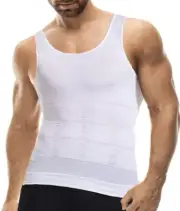 Mistirik Compression Shirts for Men - Mens Slimming Body Shaper Vest - XL WHITE