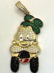 Mens 2ct Multi Color Simulated Diamond "GOOFY TOON CHARACTER" Pendant 925 Silver