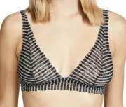 Cosabella Women's Pixie Printed Tall Triangle Lace Bralette Black Stripe