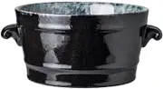 Soup Bowl with 2 Handles, Large Soup Bowls with Handles in China Porcelain Ceramic Microwaveable Microwave Safe Kitchen Japanese-Style Vintage Retro for Noodles-Black-1300ML