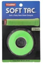 3 TOURNA SOFT TAC Tennis Squash Badminton Racquet Tacky Overgrips in Neon Green