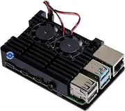 Raspberry Pi 4 Model B Cooling Solution - Dual-Fan Aluminum Heatsink Case with Thermal Pads & Easy Assembly