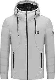 [WBaRJ] Heated Jacket for Men Women - USB Charging Electric Body Warmer, Waterproof & Windproof Heating Jackets for Riding Bicycle, Motorcycle, Fishing, Skiing, Snow Plow,B,3XL