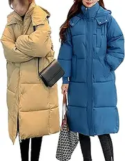 [JEShifangjiusu] Women Comfortable Casual Knee Length Padded Jacket Winter Warm Long Down Jacket Long Sleeve Thick Jacket Parka, Colour 13, XXL