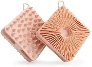 Silicone Body Scrubber, Dual-Sided Design Exfoliating Body Scrubber and Scalp Massager, Shower Scrubber for Body, Silicone Loofah for Men and Women, Ergonomic No-Slip, Easy to Clean (Pink, 1 Pcs)