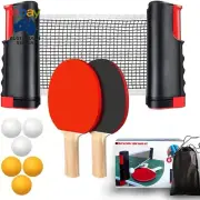 Portable Ping Pong Set with Retractable Net, 2 Paddles, 6 Balls, Storage Mesh Ba