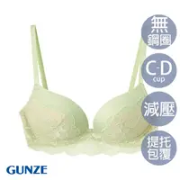 在飛比找momo購物網優惠-【Gunze 郡是】柔美蕾絲深V薄杯無鋼圈內衣 無痕 提托 