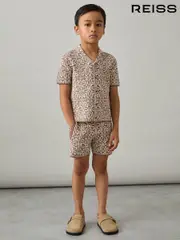 Reiss Brown/Off White Redhill 3-9 yrs Tile Pattern Knit Shorts (AP0292) | $70