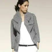 OSKA Size 4=L 12/14 Striped Puff Collar Whimsically Chic Giulia Jacket NWT