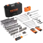 VEVOR Mechanics Tool Set and Socket Set, 1/4" and 3/8" Drive Deep and Standard S