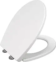 Toilet Seat with Soft Close, Quick Release for Easy Clean, Oval Toilet Seat, Standard Size Toilet Seat, Durable Loo Seat, Comes with Two Fitting Options UF by