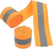 Holibanna 2pcs High Visibility Reflective Sew Fabric Webbing Trim Fluorescent Safety Tape for Clothing Raincoats and Outdoor Gear for Enhanced Nighttime Visibility