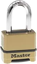 Master Lock Combination Lock, Heavy Duty Weatherproof Padlock, Resettable for Outdoor Use, Brass Finish, M175XDLF