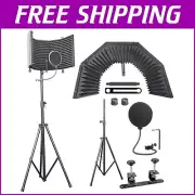 Portable 32x13 Microphone Isolation Shield with Adjustable Tripod & Pop Filter