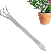 Bonsai Rake, Stainless Steel Small Hand Rake, Double-Head, Rust-Resistant, Lightweight Gardening Supplies for Loosening and Compacting Soil