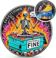 Colorful Skull Dumpster Fire Challenge Coin - The Strongest Steel is Forged Dumpster Fire Coin - Funny Desk Accessories for Work - Hilarious Coworker Go Away Token - Inspirational Gifts for Men Women