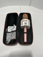 BONAOK Wireless Bluetooth Karaoke Microphone 3 in 1 Portable Mic-Rose Gold Case