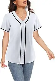 [Laidiuy] Solid Baseball Jersey for Men Women Plain Casual Baseball Short Sleeve Shirts Button Down Team Jersey Hip Hop Sports Uniforms