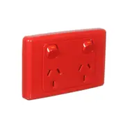 CLIPSAL 2025-RD - 10Amp RED Double Power Point GPO - 2000 Series