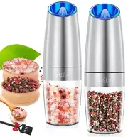 Gravity Salt and Pepper Mill Set, Pepper Grinder with Ceramic Rotor, Acrylic ...