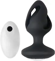 Hollow Design Strong Motor Silicone Plug Anales Men Women Couples Begineers Toy Inflatable Plug for Women Amal Plugs bluetooth remote control(Black)