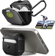 SwitchEasy Defender+ AirPods Pro Locking Case 2nd Generation & 1st Generation - Wireless Charging Case with Phone Stand, Shockproof Protection for Apple AirPods, AirPod Pro Case with Lock - Space Gray