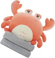WHAMVOX Multifunctional Pillow Quilt Cartoon Crab Design Chic Nap Pillow Blanket for Home Office and Travel
