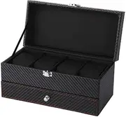 [CFZSALK] Jewelry Box- Watch Box Organizer with Drawer - Real Glass Top, Adjustable Tray, Metal Hinge Present Elegant KeYJ