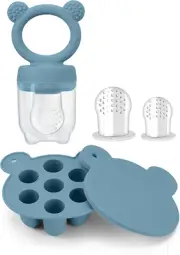 Silicone Breast Milk Popsicle Mold & Fresh Food Teether Feeder (Blue)