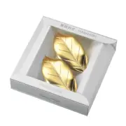 Japanese Cutlery Chopstick Rest Holder Metal Boxed For Gift Camellia Leaf / Gold