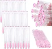 60 Pcs Pink Lash Pattern Lash Disposable Mascara Brushes Diamond Eyelash Spoolies Makeup Brush Mascara Wand in Sanitary Tube Lash Supplies