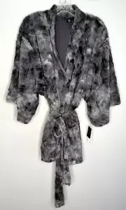 Natori Women's Gray Faux Fur Wrap Robe Size Medium NWT