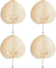 Binxind 48Pcs Pure Handmade DIY Heart Shaped Bamboo Woven Fan Summer Cooling Fan Chinese Style Hand Fan Hand Fans Wedding Items