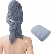 Large Microfiber Hair Towels for Women, Super Absorbent & Quick Dry Hair Drying Towel -Anti Frizz Large Ultra-Soft Hair Dryer Towels, Anti-Frizz Hair Turbans for Wet Hair （Grey）