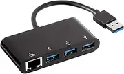 Amazon Basics 4-Port Adapter With 3 USB-A 3.0 Ports & 1 RJ45 Gigabit Ethernet Port, Black