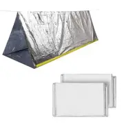 2 Pack Safe Emergency Blankets for Survival Compact Insulated Cold Weather Outdoor Running Camping First Aid Car Kit Silver