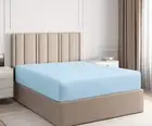 600TC Single Elastic Band Cotton Fitted Bed Sheet with 15" Pocket Light Blue
