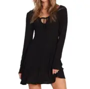Billabong Walk On Long Sleeve Sweater Dress Womens Small Black