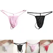 Men's Breathable Mesh G string Briefs Underwear T back Thong V string (2 Pcs)