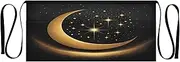 [Joitme] Shimmering Crescent Stars Black Apron for Women with Pockets with Pockets, Money Apron, Kitchen Apron with Pockets, Shimmering Crescent Stars Black